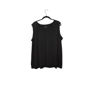 Catherine’s Black Silky Jersey Knit Round Neck Sleeveless Tank Top Sz 2X